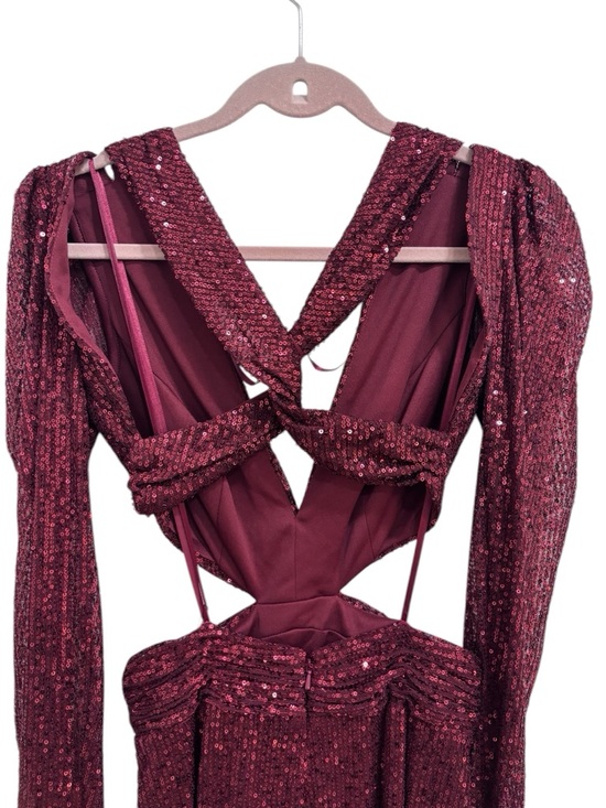 Mac Duggal Wine Sequin Cutout Evening Gown Size 4